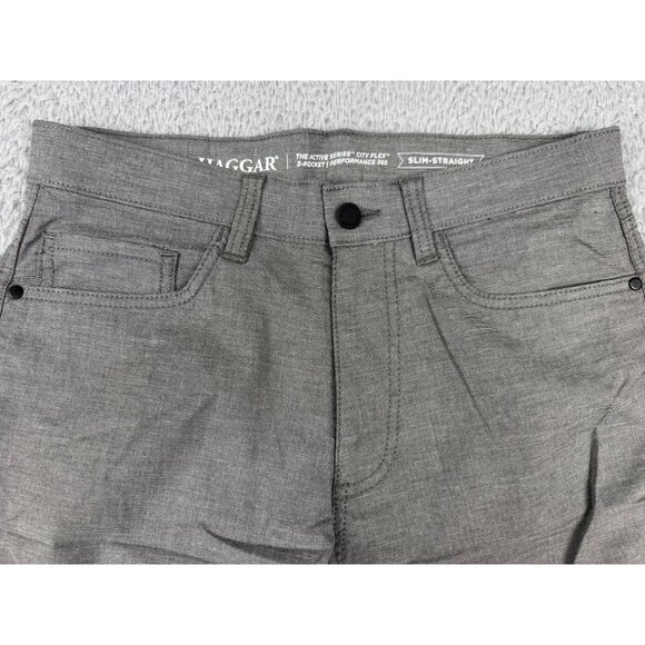Haggar Mens Slim-Straight City Flex Pants Gray 32x32 Dinner Casual Cocktails - Picture 3 of 12